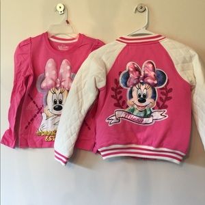 2 piece Minnie Mouse shirt and baseball jacket 7/8